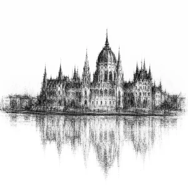 the long pinnacled Parliament building in Budapest