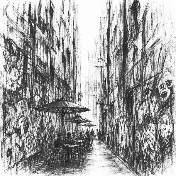 A narrow graffiti-covered laneway in Melbourne