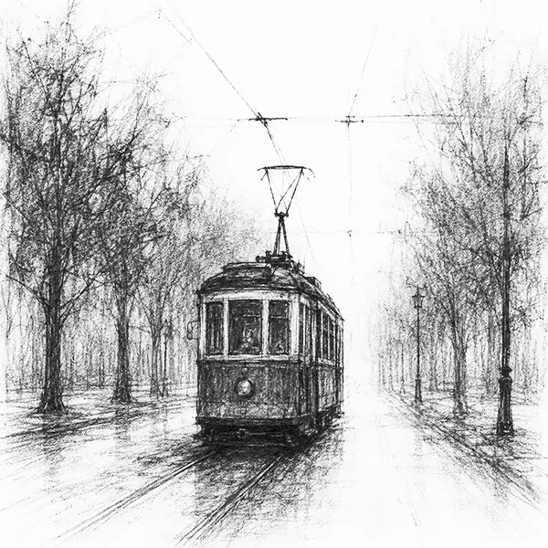 an old brown-and-cream tram standing on its rails at Melbourne
