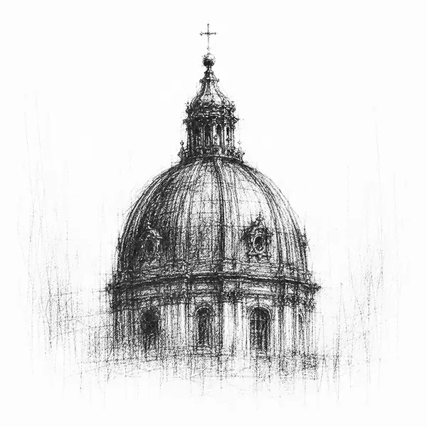 Rounded baroque copper dome