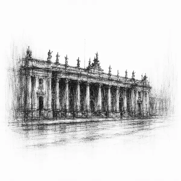 Grand columned Ringstrasse palace façade in Vienna